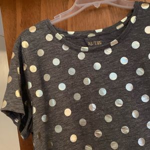 Apt 9 grey tee with gold polka dots size XL